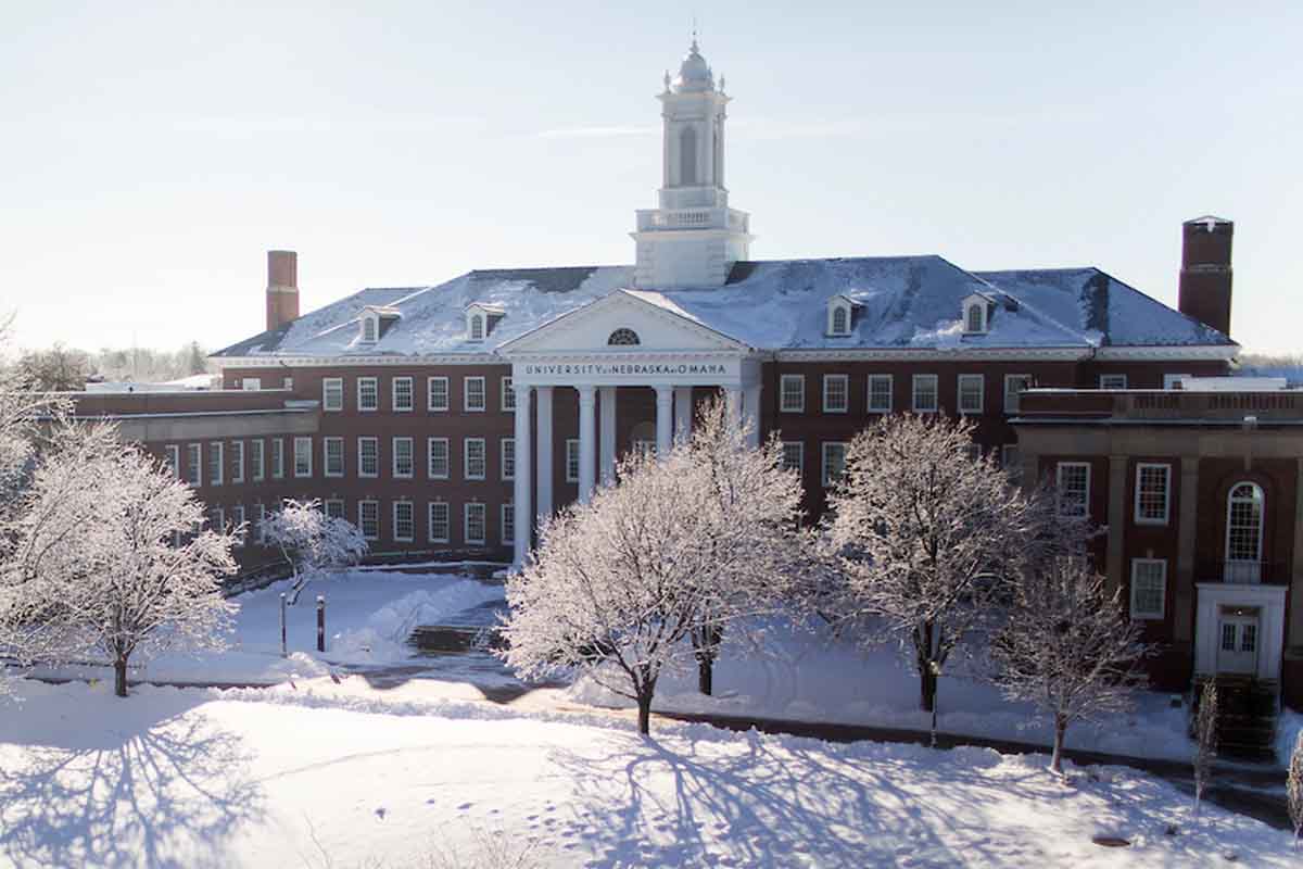 Arts and Sciences Hall following a night of snow.