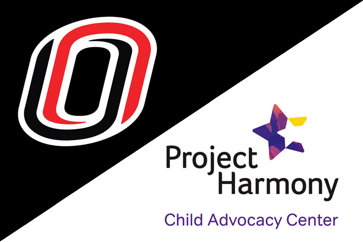 Logos for University of Nebraska at Omaha and Project Harmony Child Advocacy Center