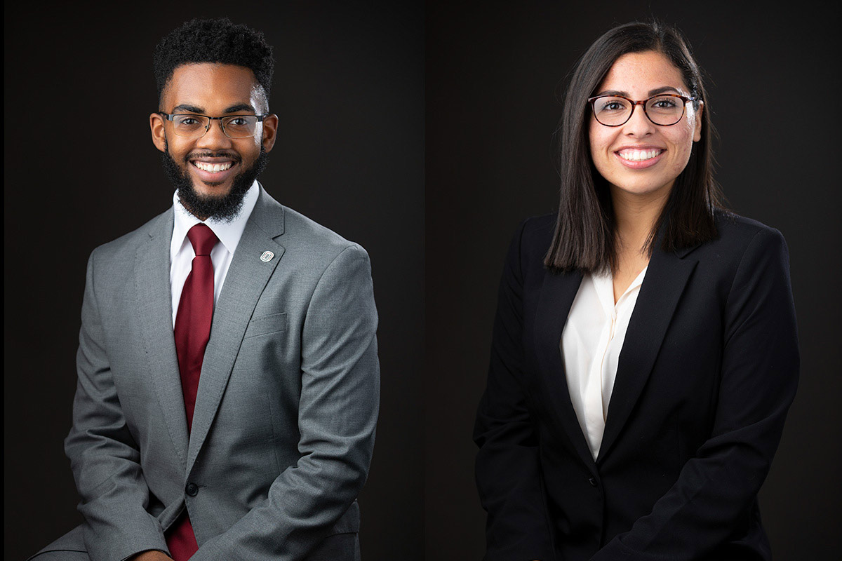 Student Body President and Student Regent Jabin Moore (left) and Vice President Vanessa Chavez Jurado (right)