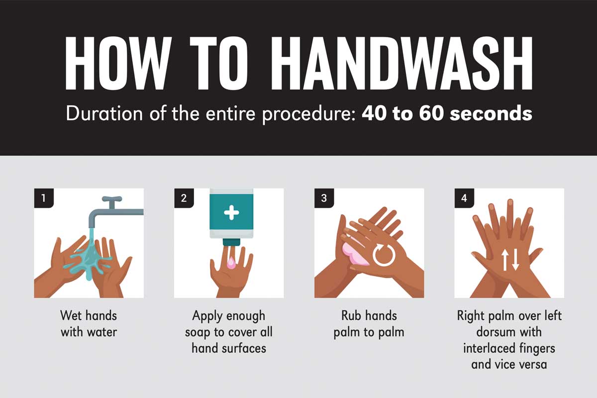 A portion of the UNO "How to Wash Your Hands" signage.