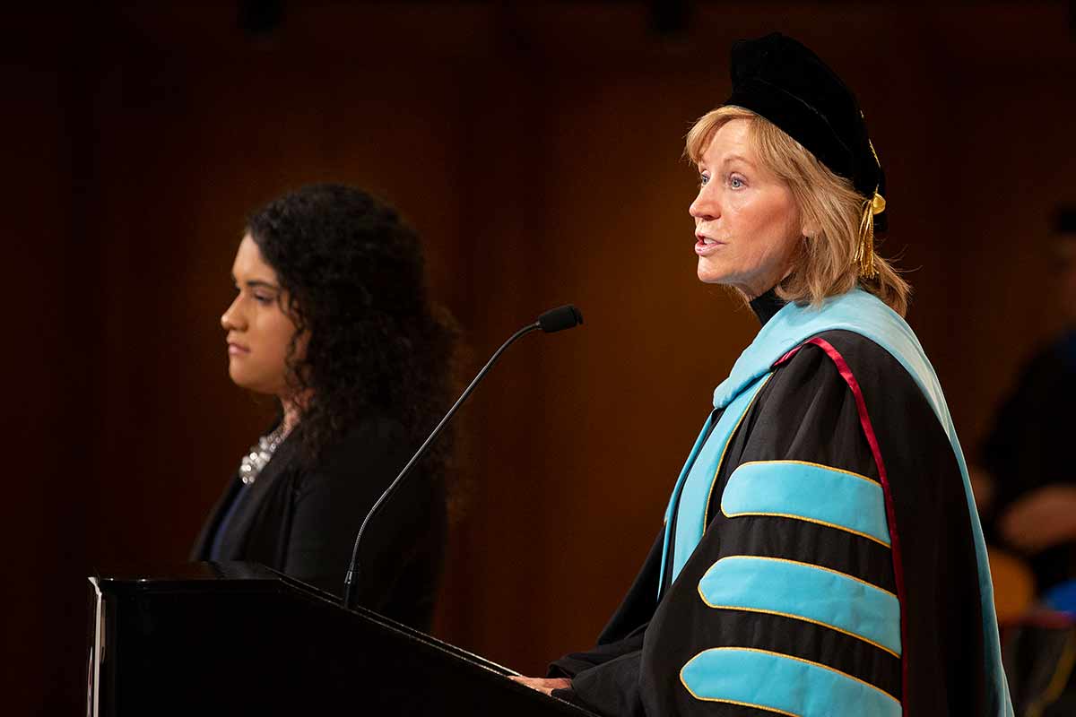 CEHHS Dean Nancy Edick presents at the 2019 Student Honors Convocation