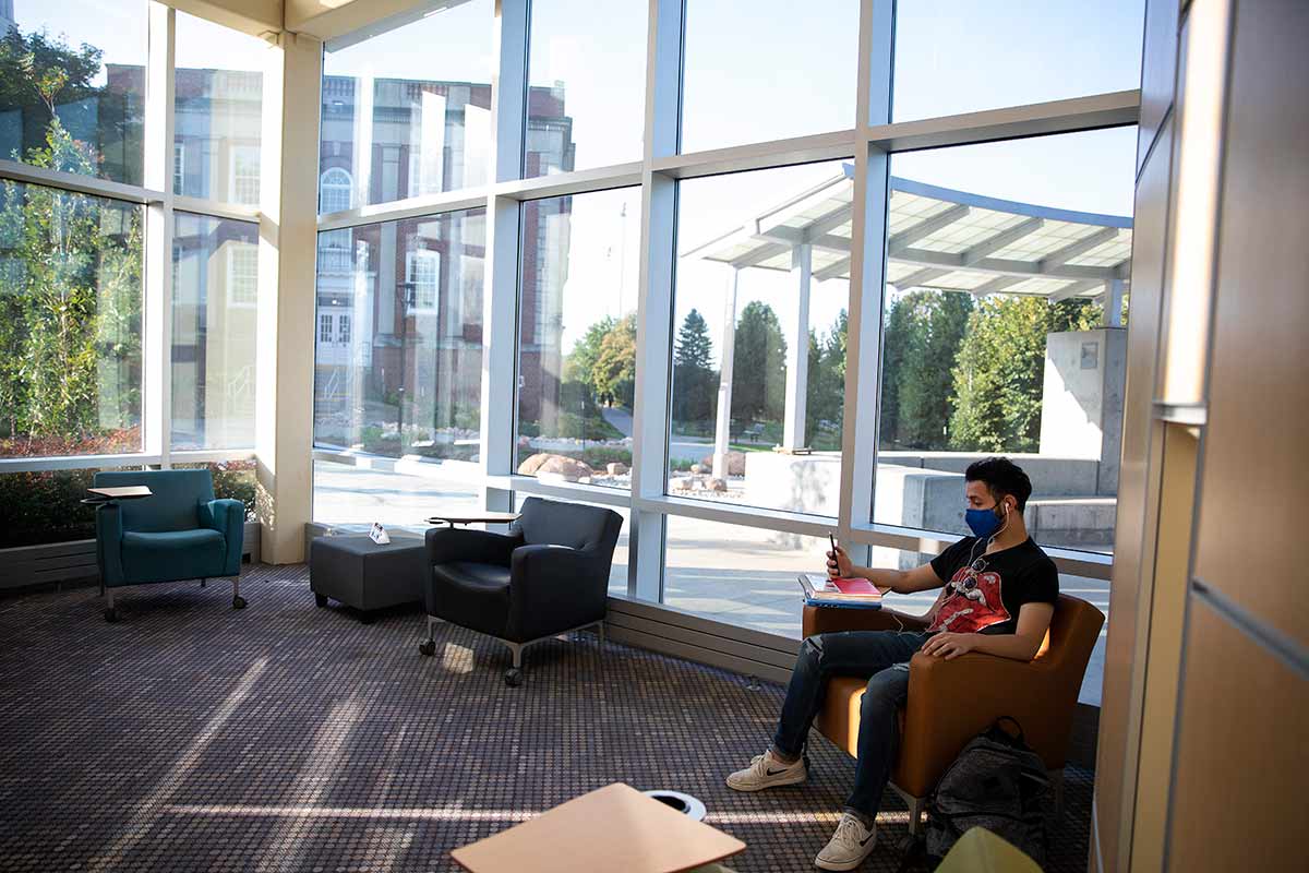 students walking on campus