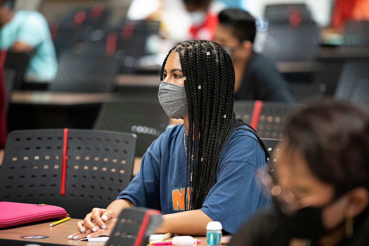 students wearing masks in the classroom