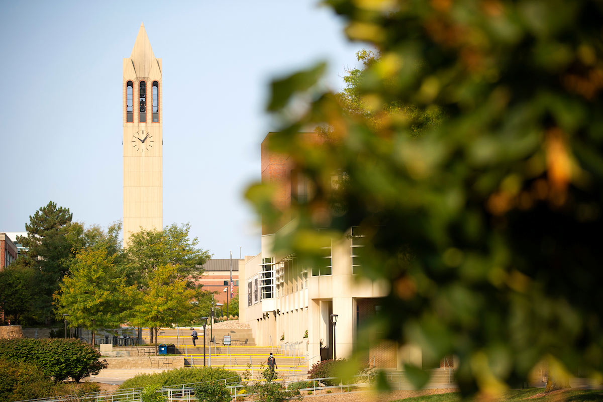 A shot of the campanile from Arts and Sciences Hall