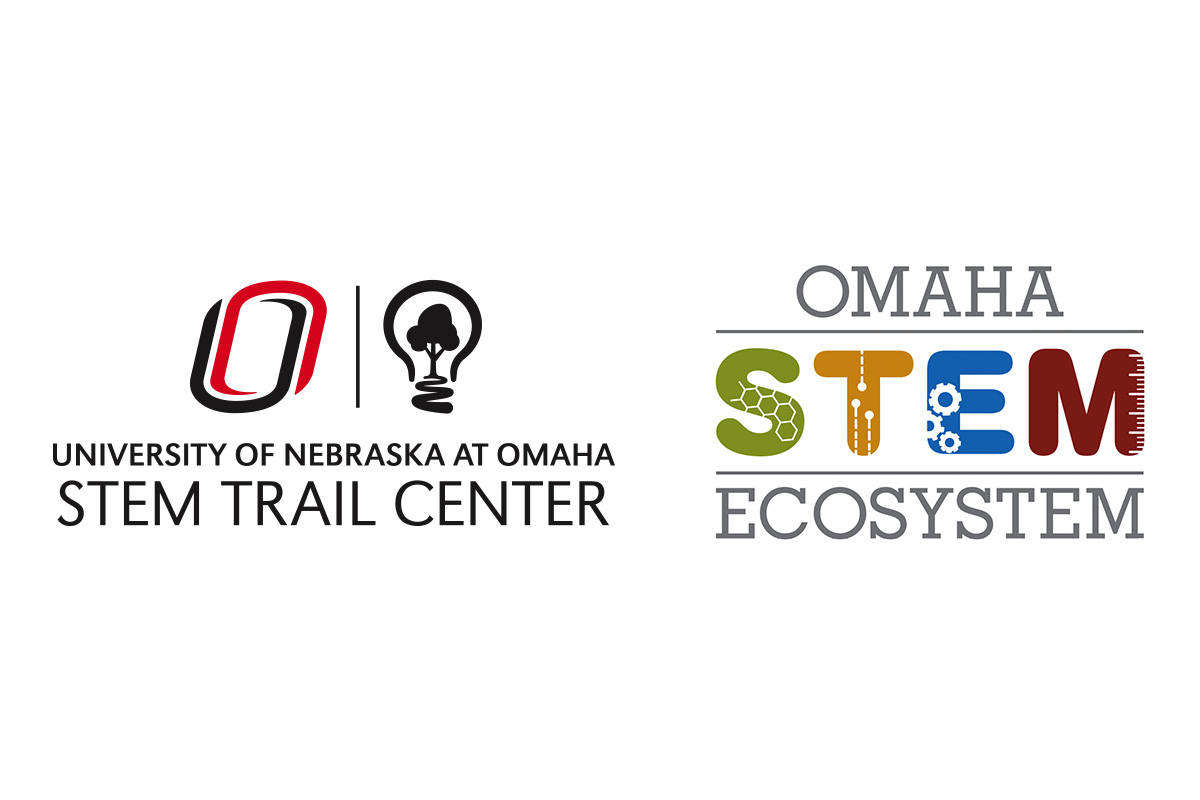 Logos for the UNO STEM TRAIL Center and the Omaha STEM Ecosystem
