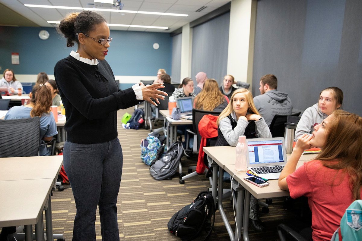 Kerry-Ann Escayg leads an education class