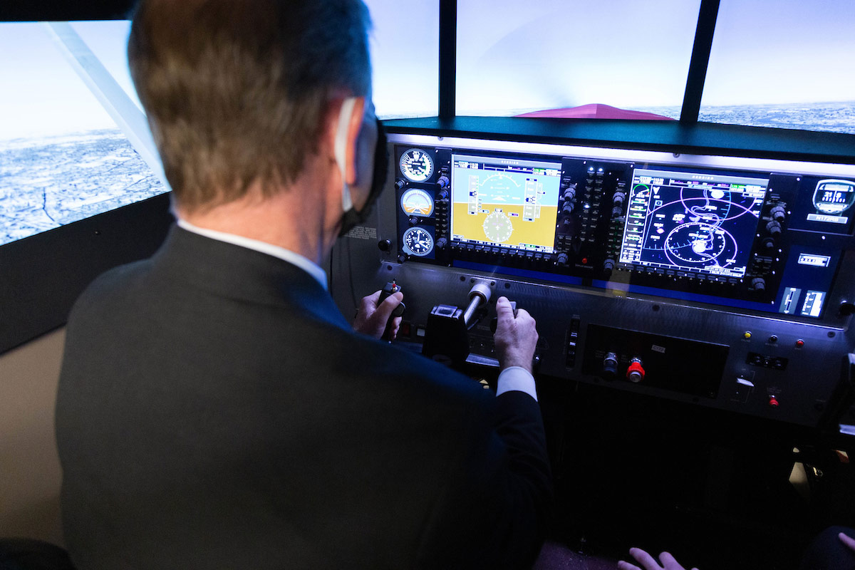 Carter in flight simulator