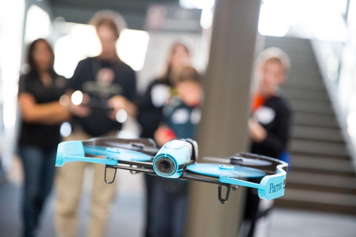 Students participate in a Robotics Week event at Peter Kiewit Institute in 2016.