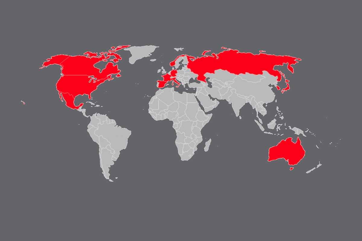 map highlighting olympic countries mentioned