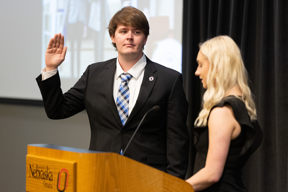 Nate Johnson getting sworn in.