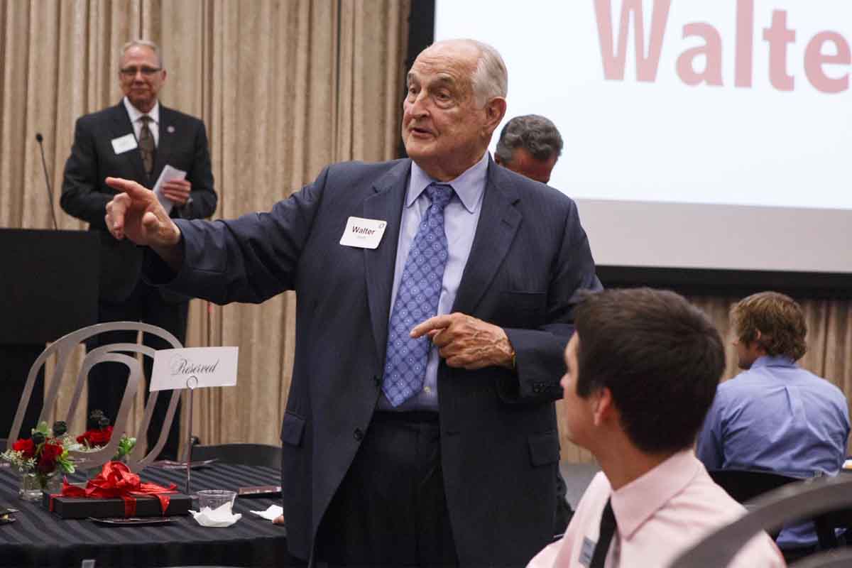 Walter Scott, Jr., speaks at a Scott Scholars event.