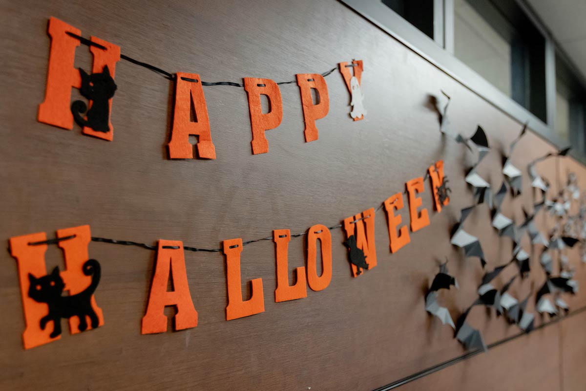 The Chancellor's office was decorated for Halloween.
