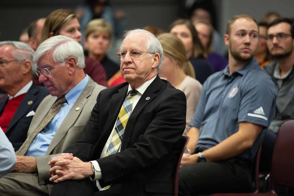 Bob Whitehouse attends a 2017 State of the University address at UNO.