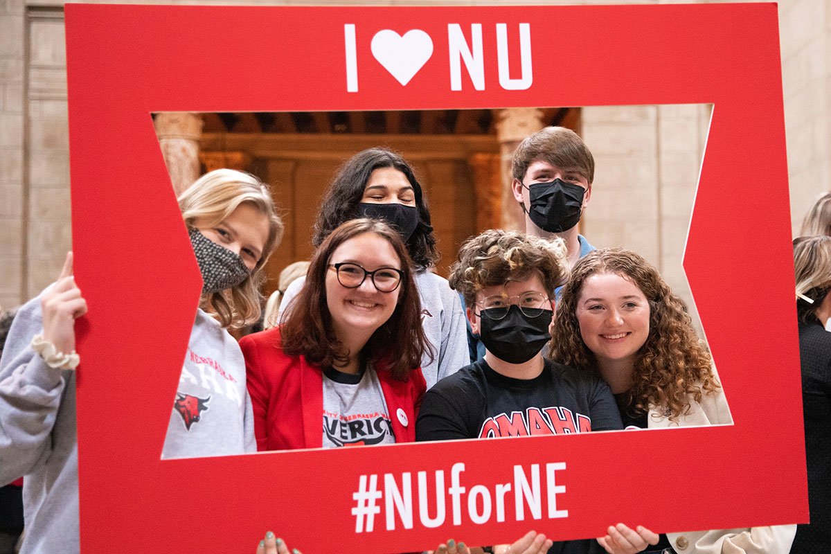 UNO students attend "I Love NU" Day at the Nebraska State Capitol.