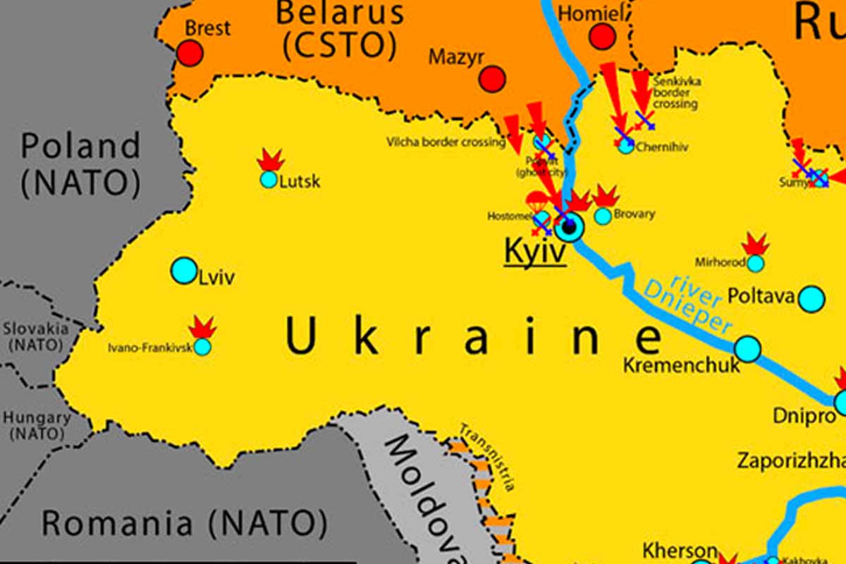 A map of the Russian invasion of Ukraine