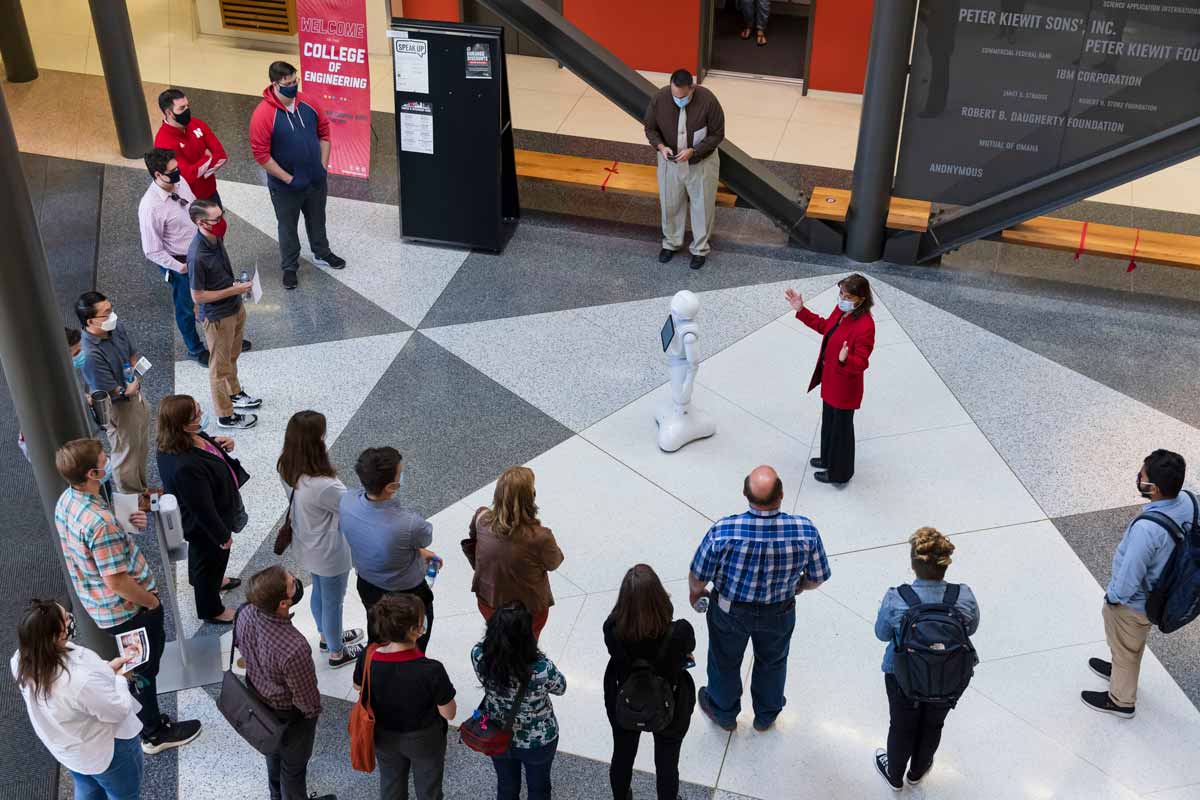 Dean Martha Garcia-Murillo, Ph. D. talks to legislative staffers about IS&T.