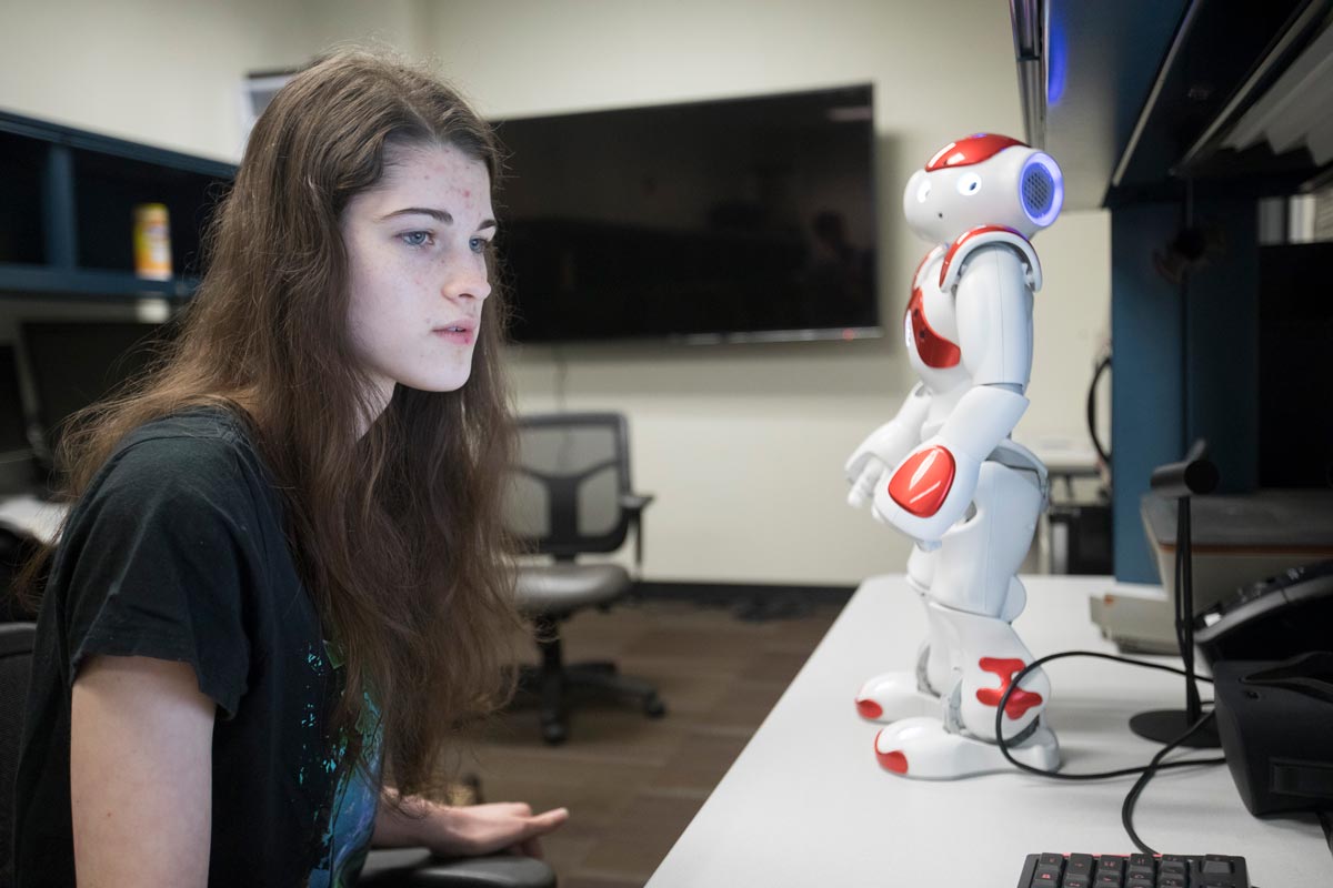 A high school student learns more about robots