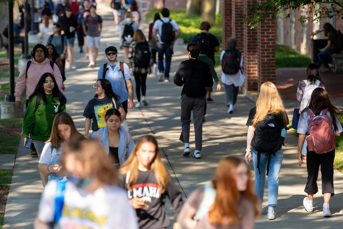 students walking on the Dodge Street Campus