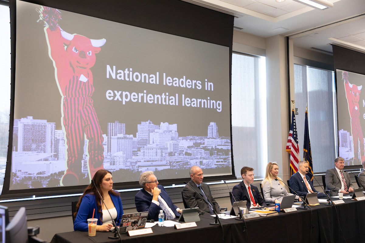 University of Nebraska Board of Regents members listening to the presentation about UNO