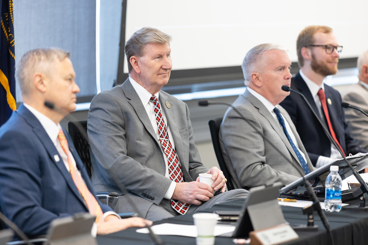 University of Nebraska System (NU) President Ted Carter and members of the University of Nebraska Board of Regents