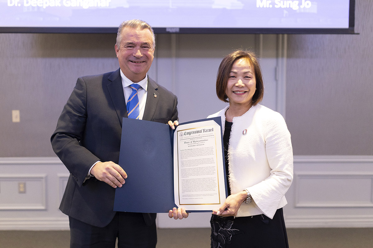 Congressman Don Bacon and Chancellor Joanne Li