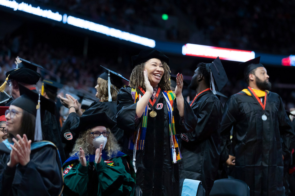 DérNecia Phillips with her fellow graduates.