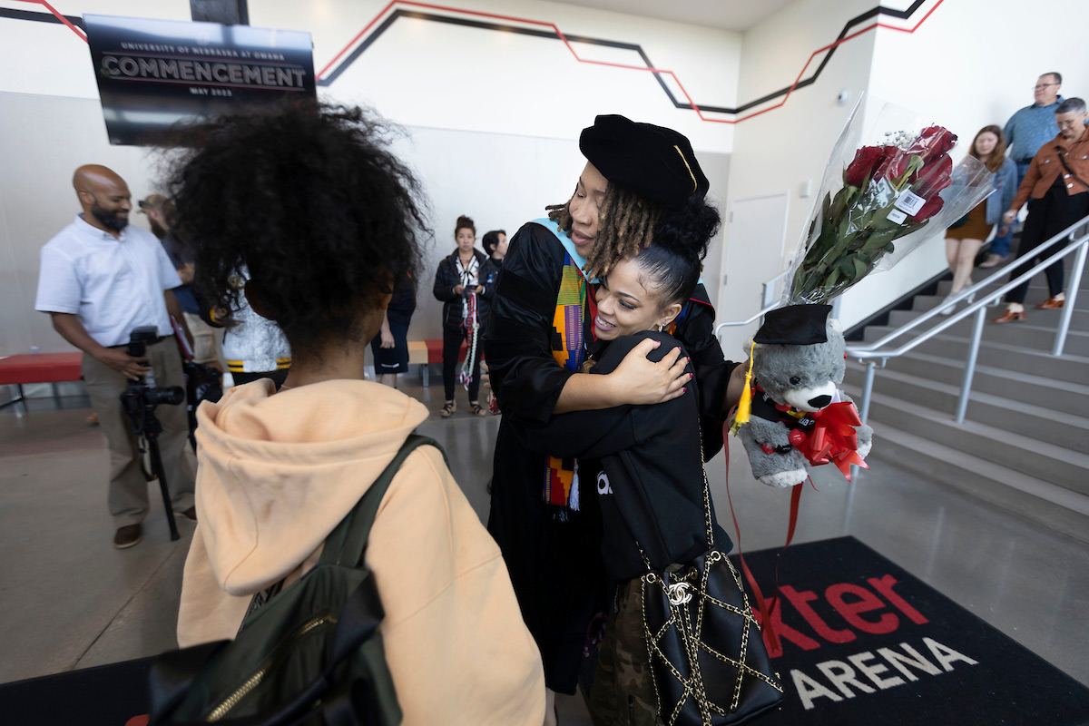 DérNecia Phillips and her loved ones after commencement.