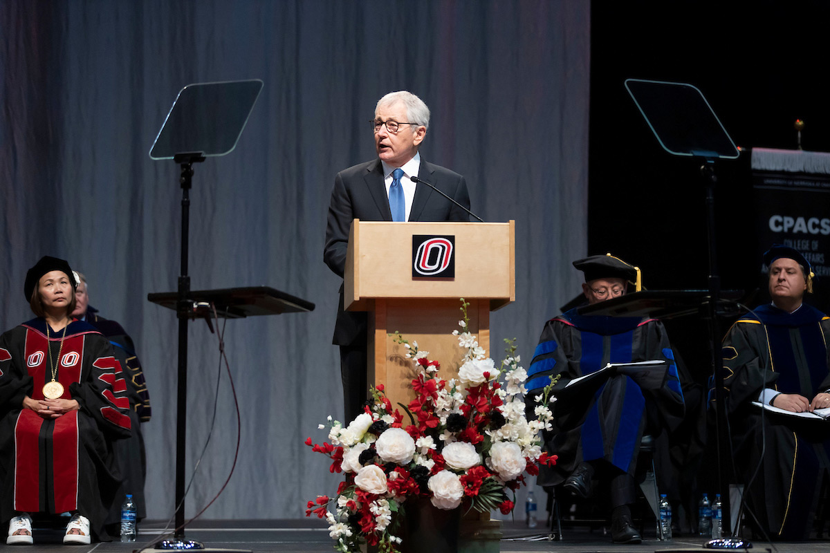 Chuck Hagel at the podium