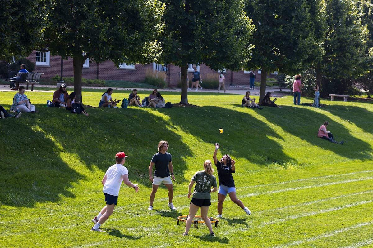 Students playing in the Pep Bowl
