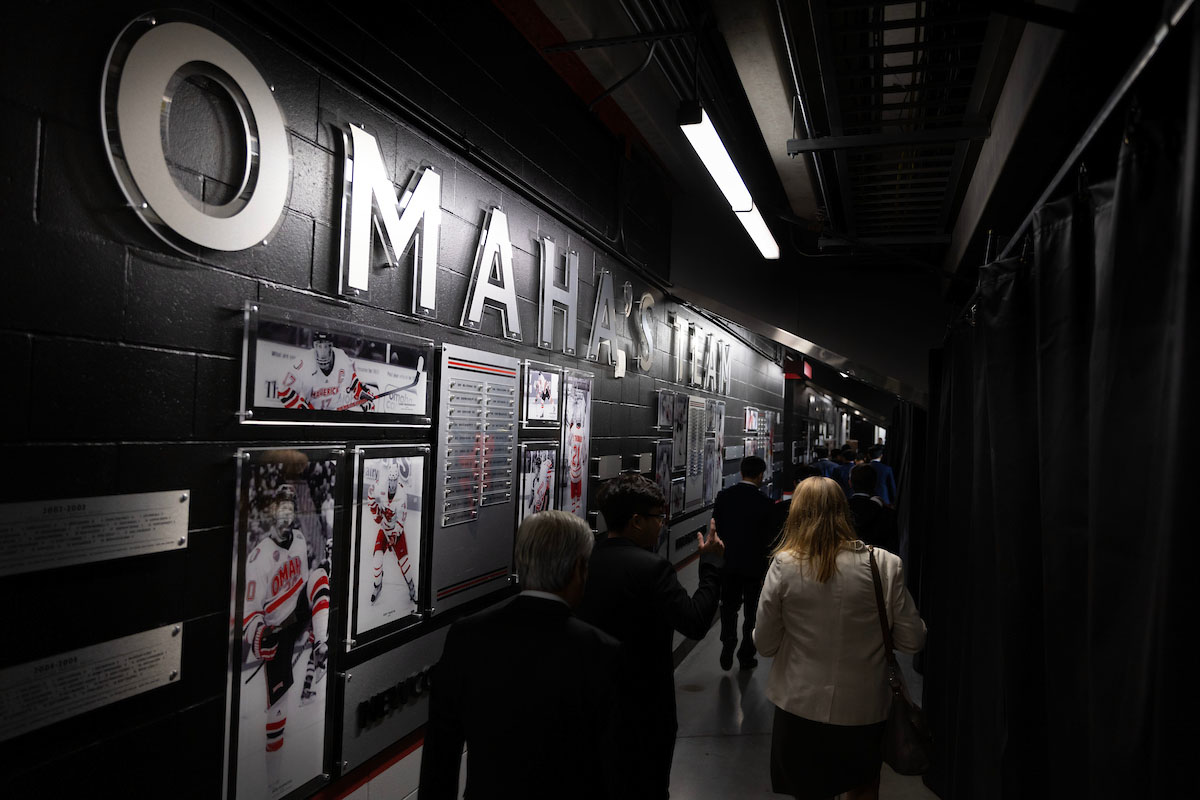 The delegation got a tour of UNO's facilities.