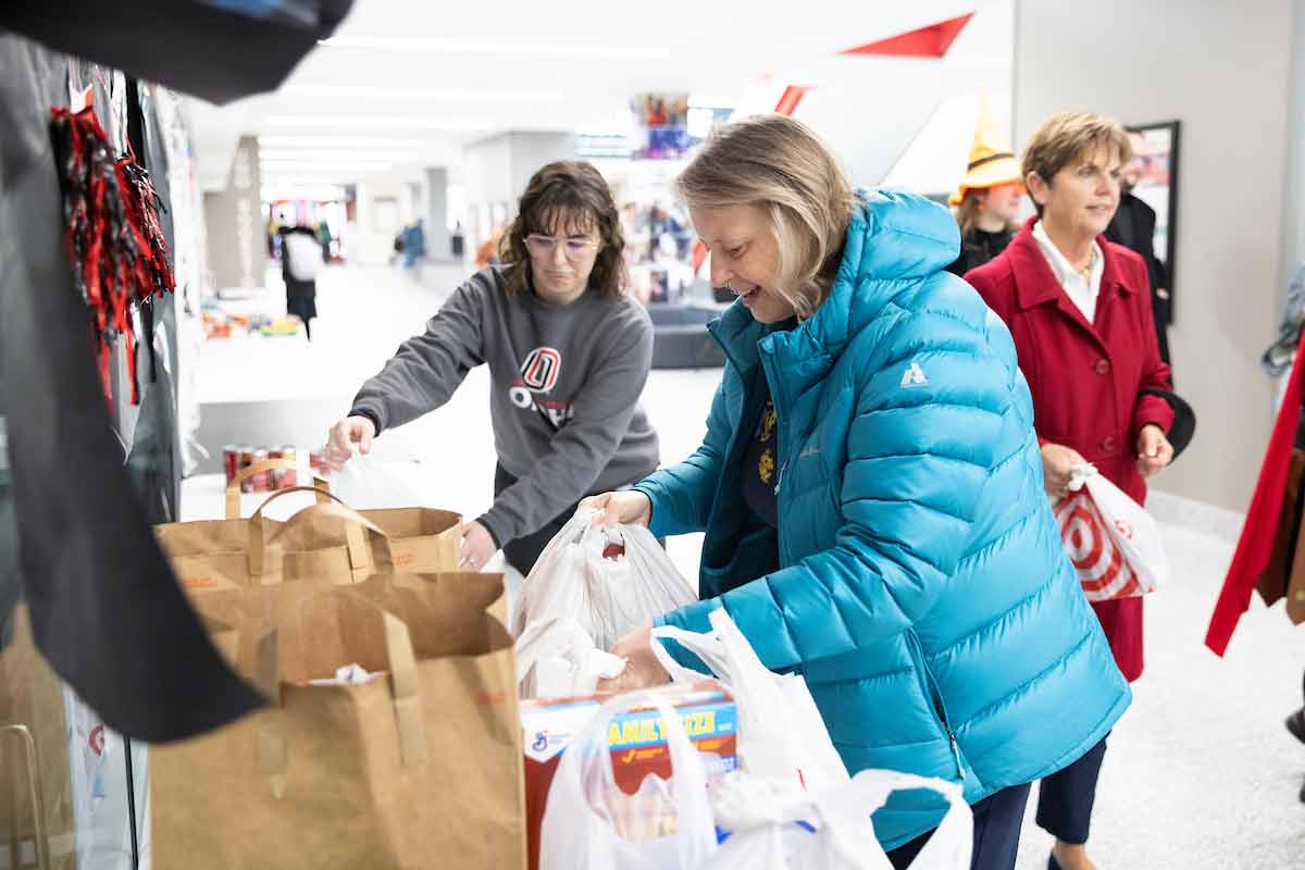 Students and staff worked together to "scare off hunger" at the third annual food drive. 