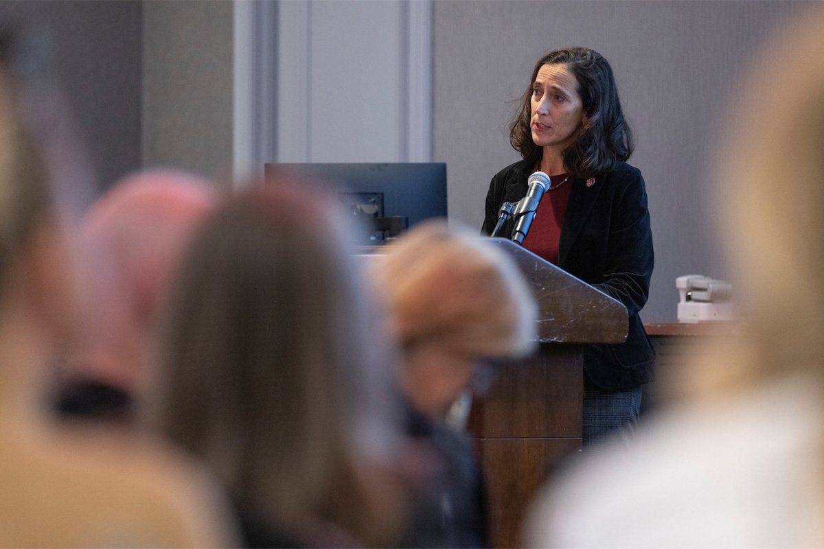 Vice Chancellor for Business and Finance Carol Kirchner provided an update on UNO’s budget situation at the campus strategy forum.