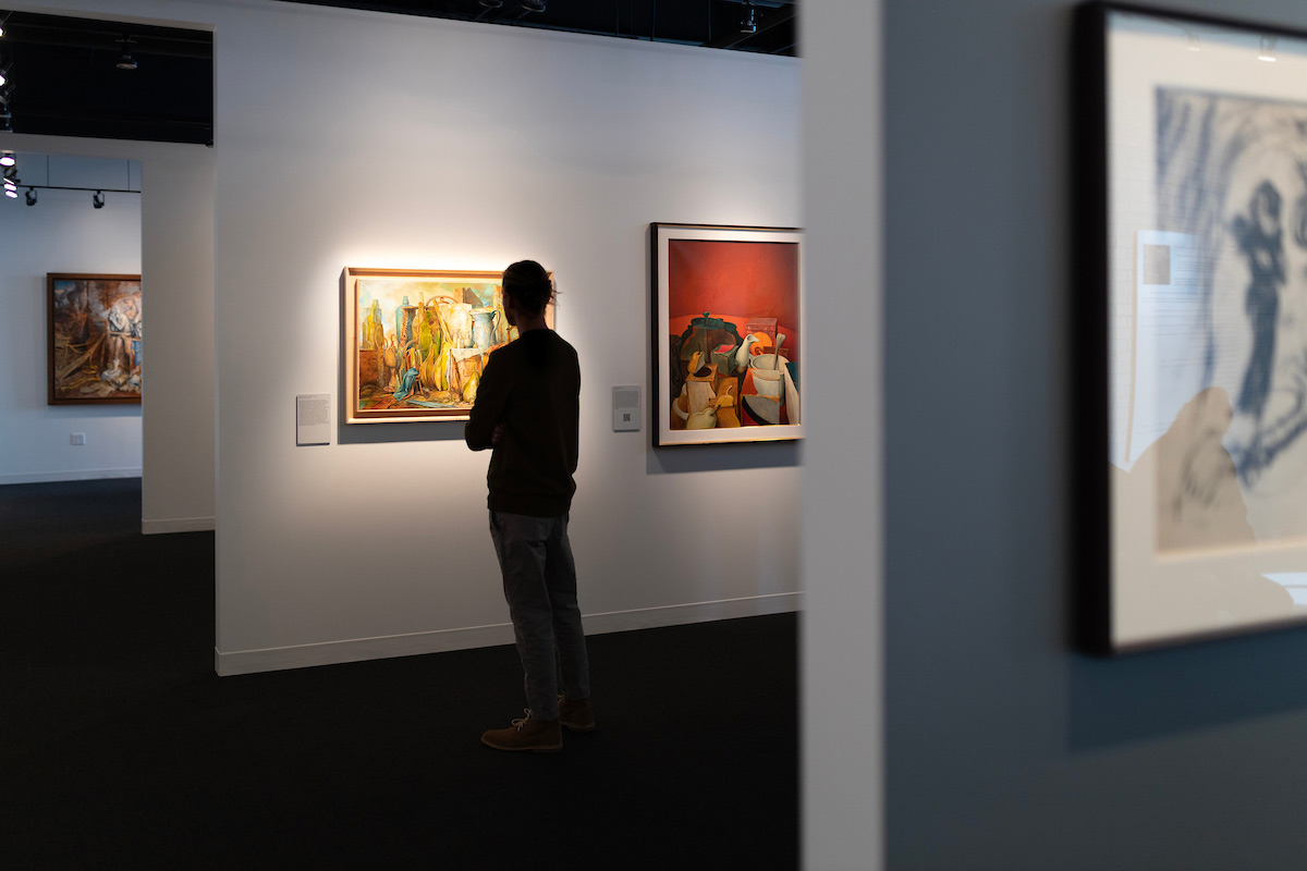 An individual touring the Samuel Bak Museum: The Learning Center.