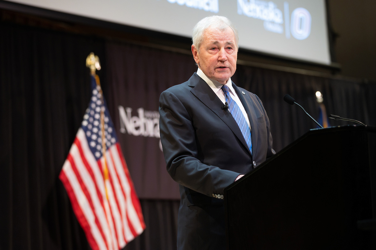 Former U.S. Secretary of Defense, and UNO alumnus, Chuck Hagel.