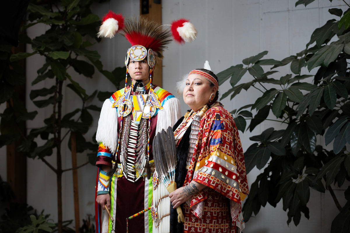 The Head Man and Head Woman, Ross Ike and Marissa Jane Wright, for the Wambli Sapa Memorial Powwow.