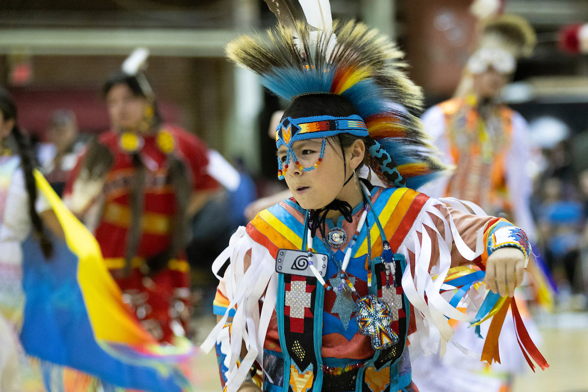 A child performs a mesmerizing traditional dance during the Wambli Sapa Memorial Powwow. 