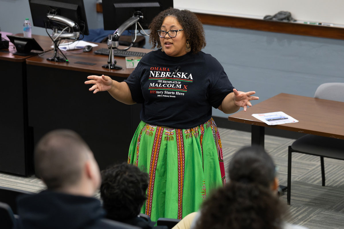 The Malcolm X Foundation visits a Tell All the Truth Project course at the University of Nebraska at Omaha.