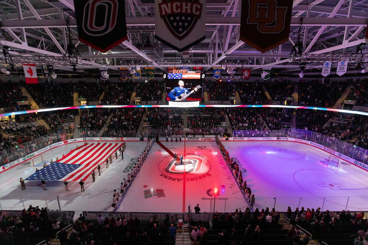 Military Appreciation Night at an Omaha Hockey game.