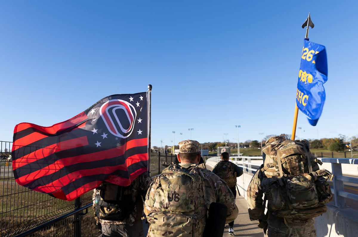 University of Nebraska at Omaha’s Office of Military and Veterans Services hosts the kickoff of the annual “The Things They Carry” Ruck March at Baxter Arena