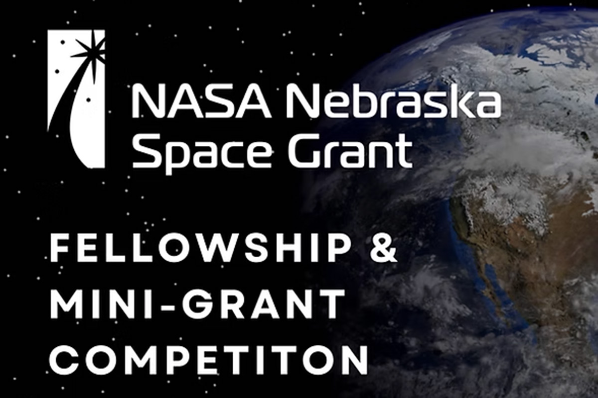 NASA Nebraska Space Grant Fellowship and Mini Grant Application text with Earth in the background.