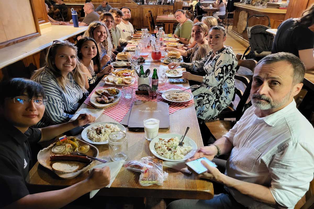 Anne Thomas, an MBA student at the University of Nebraska at Omaha, during her study abroad experience in Slovakia, Austria, and Hungary, exploring new cultures, businesses, and gaining valuable career insights.