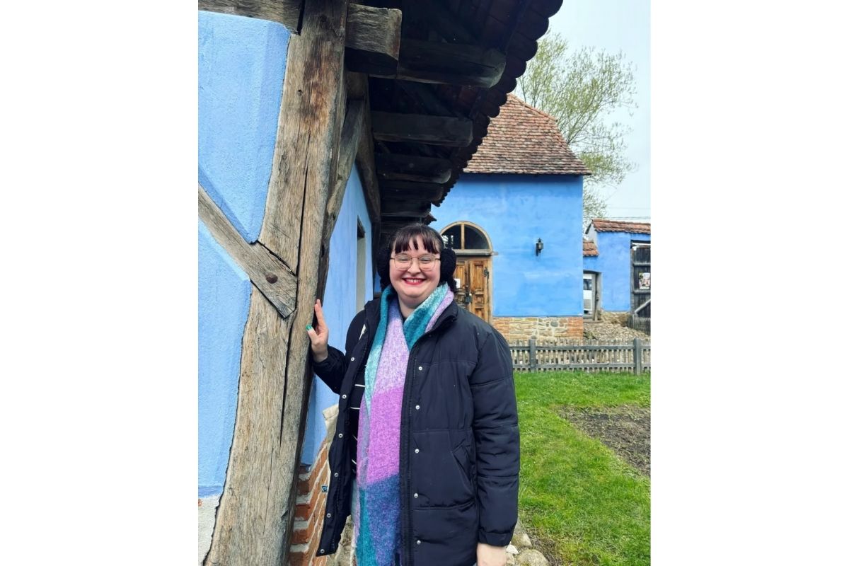 Amber Johnson, a 2019 University of Nebraska at Omaha Graduate and Goodrich Scholar, traveling to Viscri, Transylvania, with the 2024-2025 Fulbright Romania Cohort. Photo: Courtesy, Amber Johnson 
