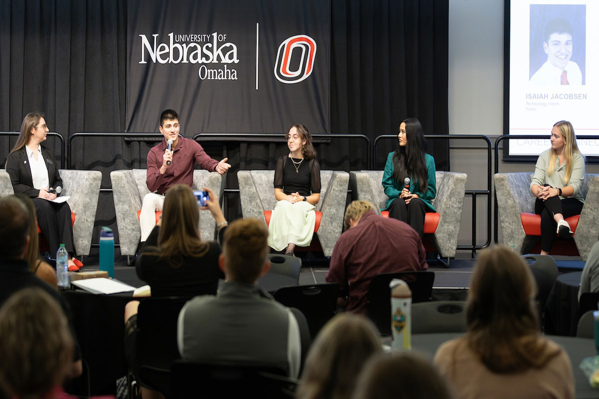 The student panel at the Career Connect symposium. 