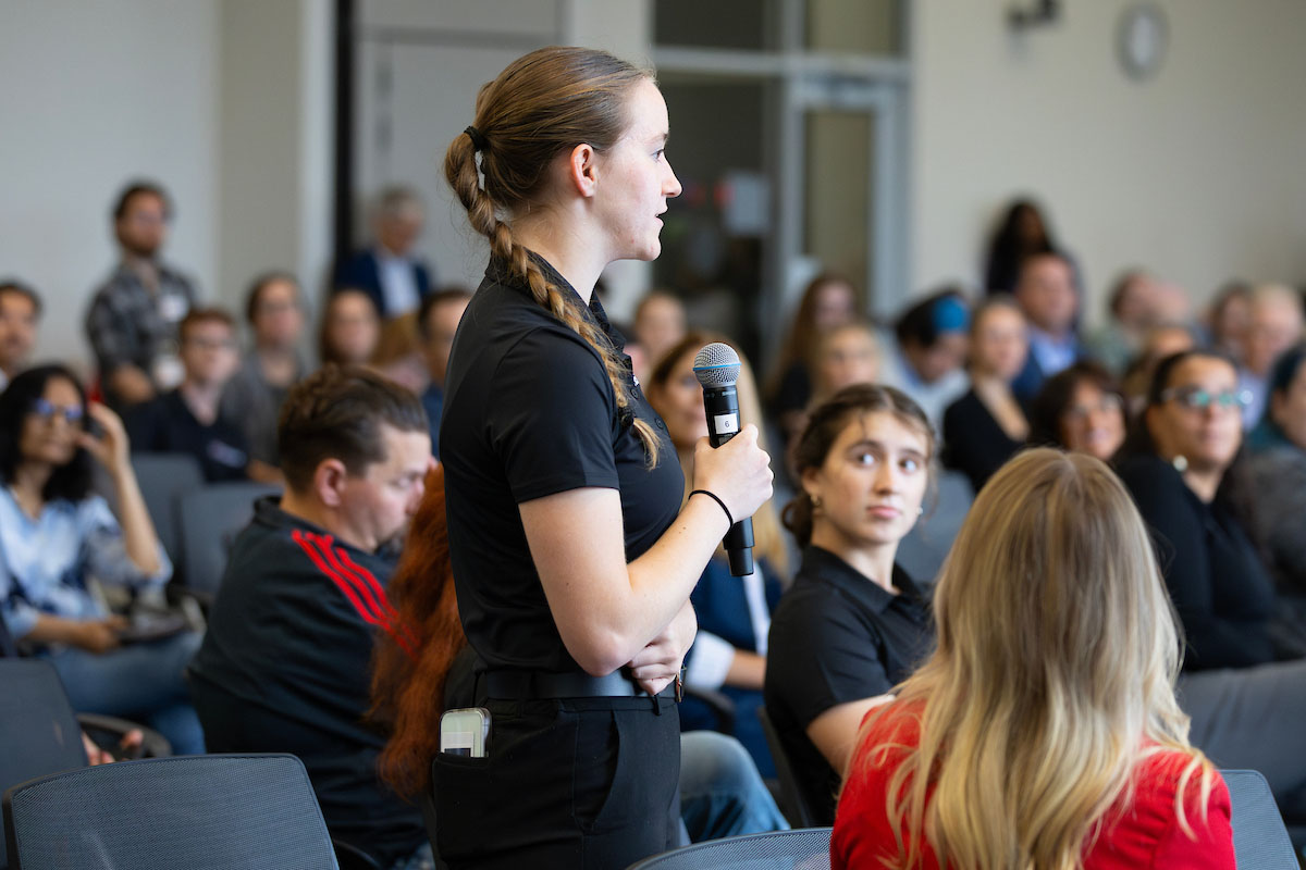 A student asks questions 