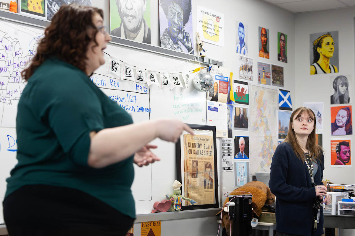 Ellie Sanford watches her mentor teacher during a lesson.  