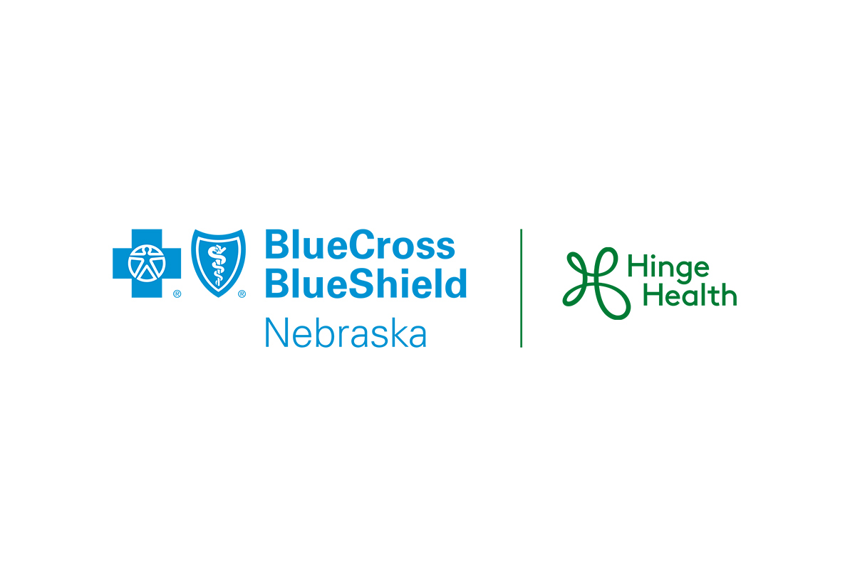 A dual logo for Blue Cross Blue Shield of Nebraska and Hinge Health.
