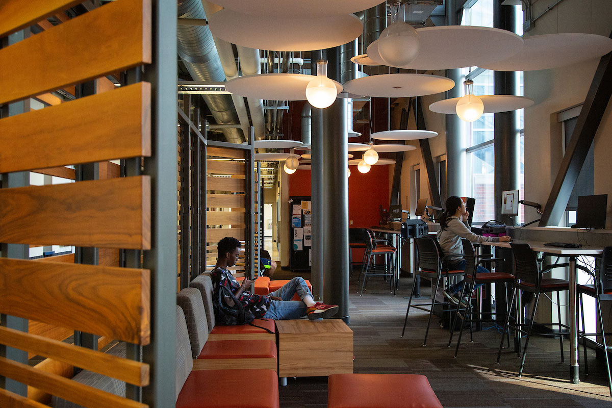 Students study in the PKI Study Lounges on UNO's Scott Campus
