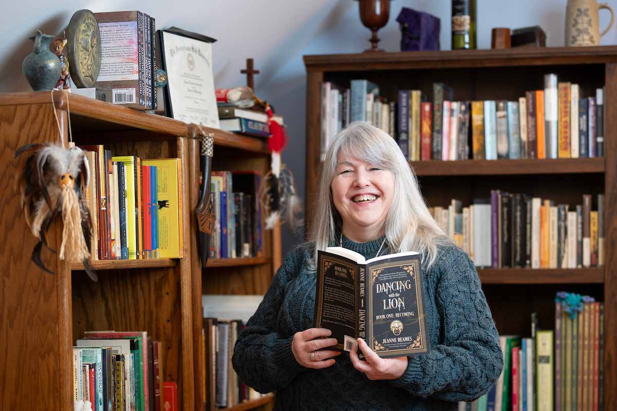 Professor Jeanne Reames in her home office 