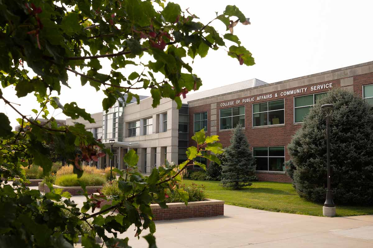 CPACS building exterior on UNO's campus. 