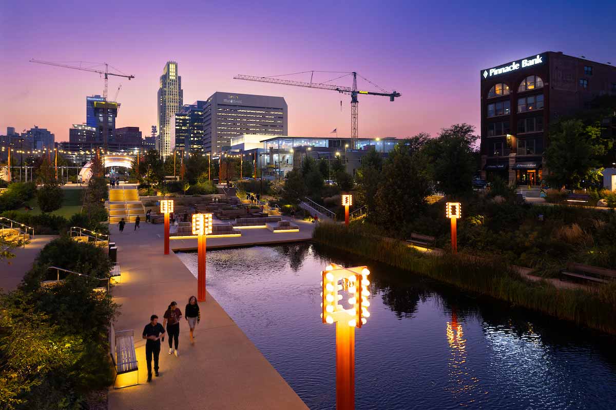 Photo of the Downtown Omaha skyline.  